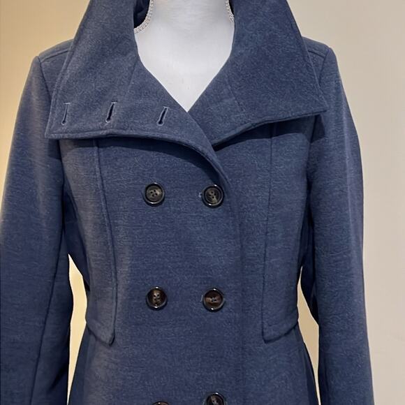 BLACK RIVET Classic Pea Coat Double Breasted Navy M Medium Lined Pockets Classy - Picture 4 of 16